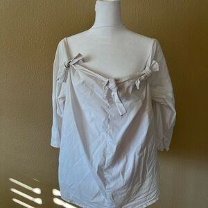 Eloquii White Bow-Accent Blouse